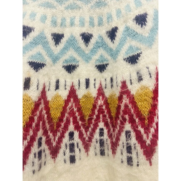 Fair Isle Sweater Size Medium Boho Country Oversized Cozy Knit Cream Multicolor - Picture 4 of 13